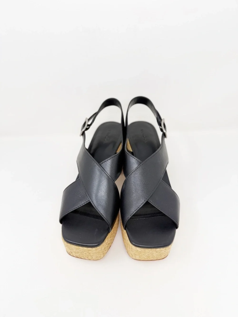 New Vince Clementina Leather Platform Sandal Black Sz 9